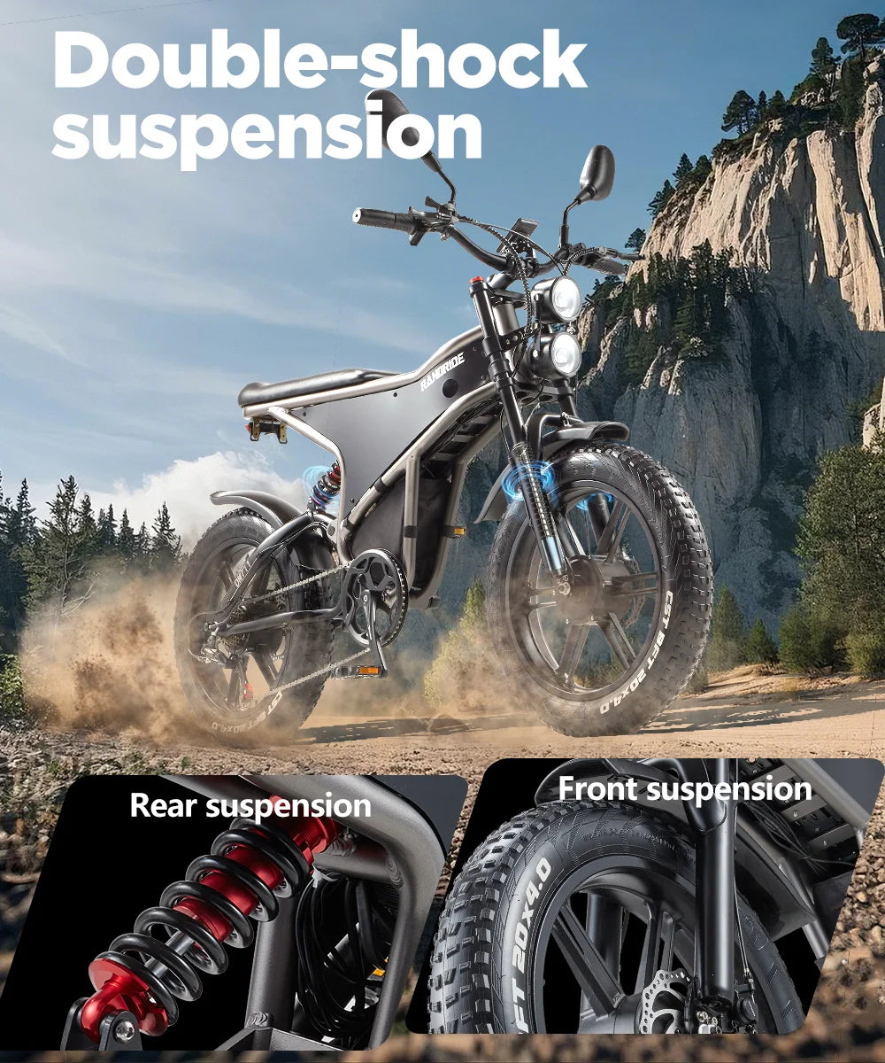 Elektrische fiets met dubbele motor 2×1000W en uitneembare accu