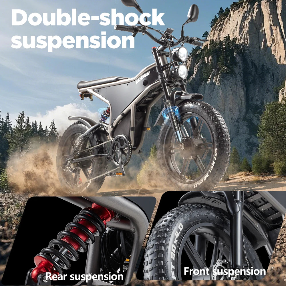 Elektrische fiets met dubbele motor 2×1000W en uitneembare accu