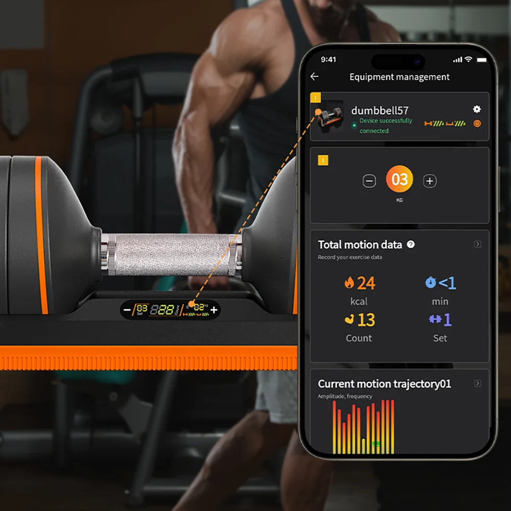 Slimme halter 1,5–16 kg, realtime tracking, verstelbaar gewicht