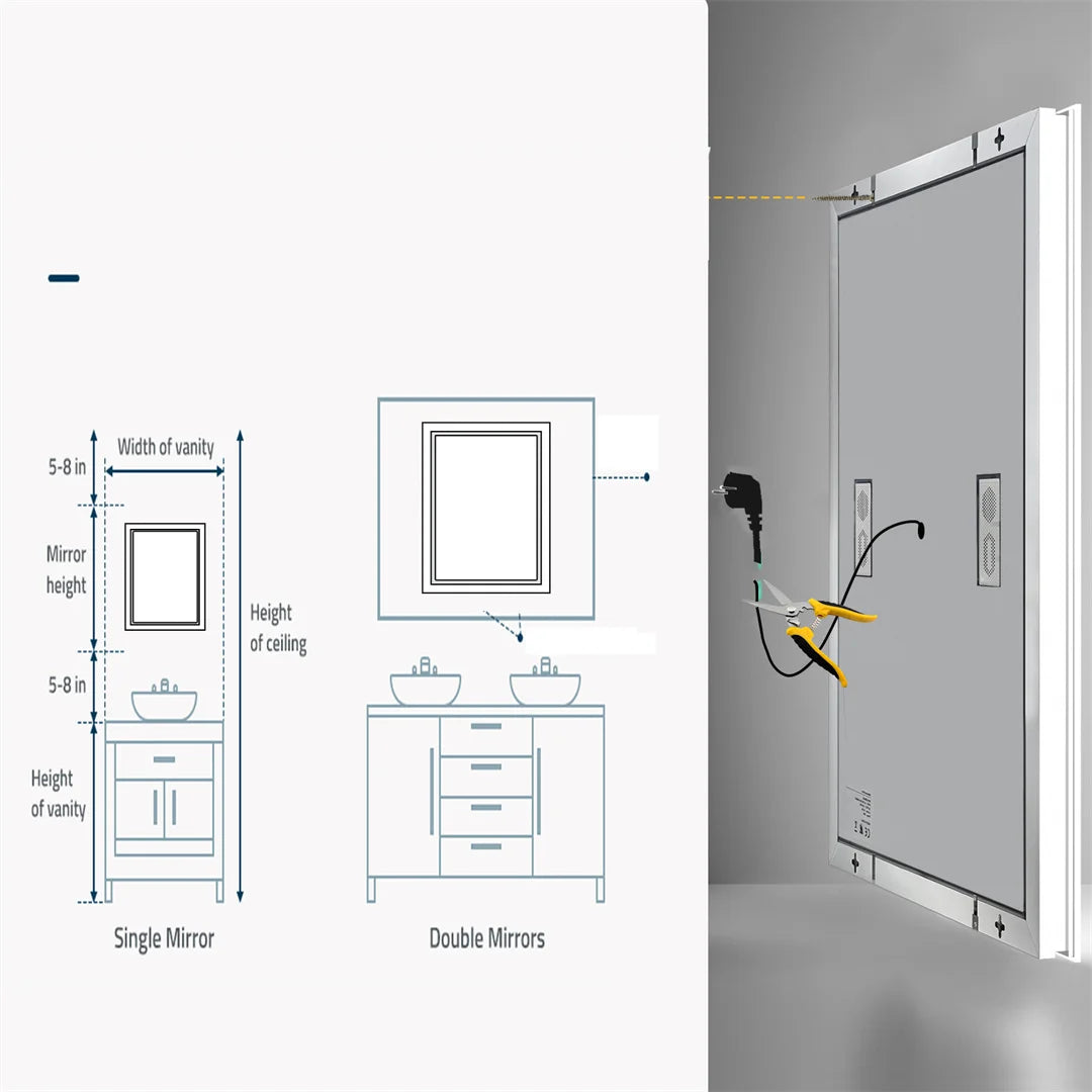 Anti-condens spiegel | Met Bluetooth-luidspreker | Dubbele LED-verlichting