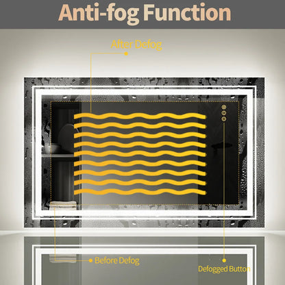 Antibeschlag-LED-Badezimmerspiegel mit Vorder- und Hintergrundbeleuchtung