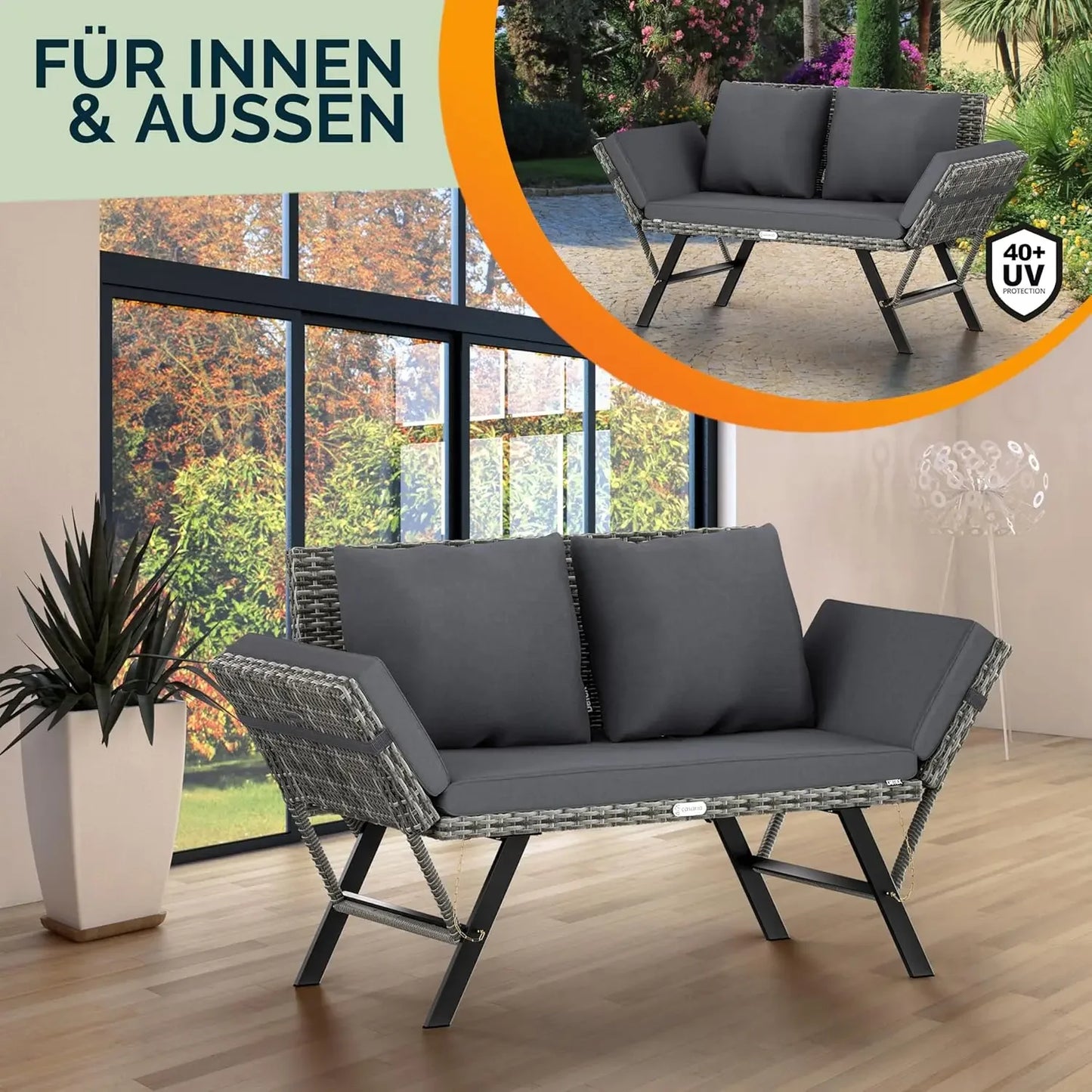 Havebænk i polyrattan