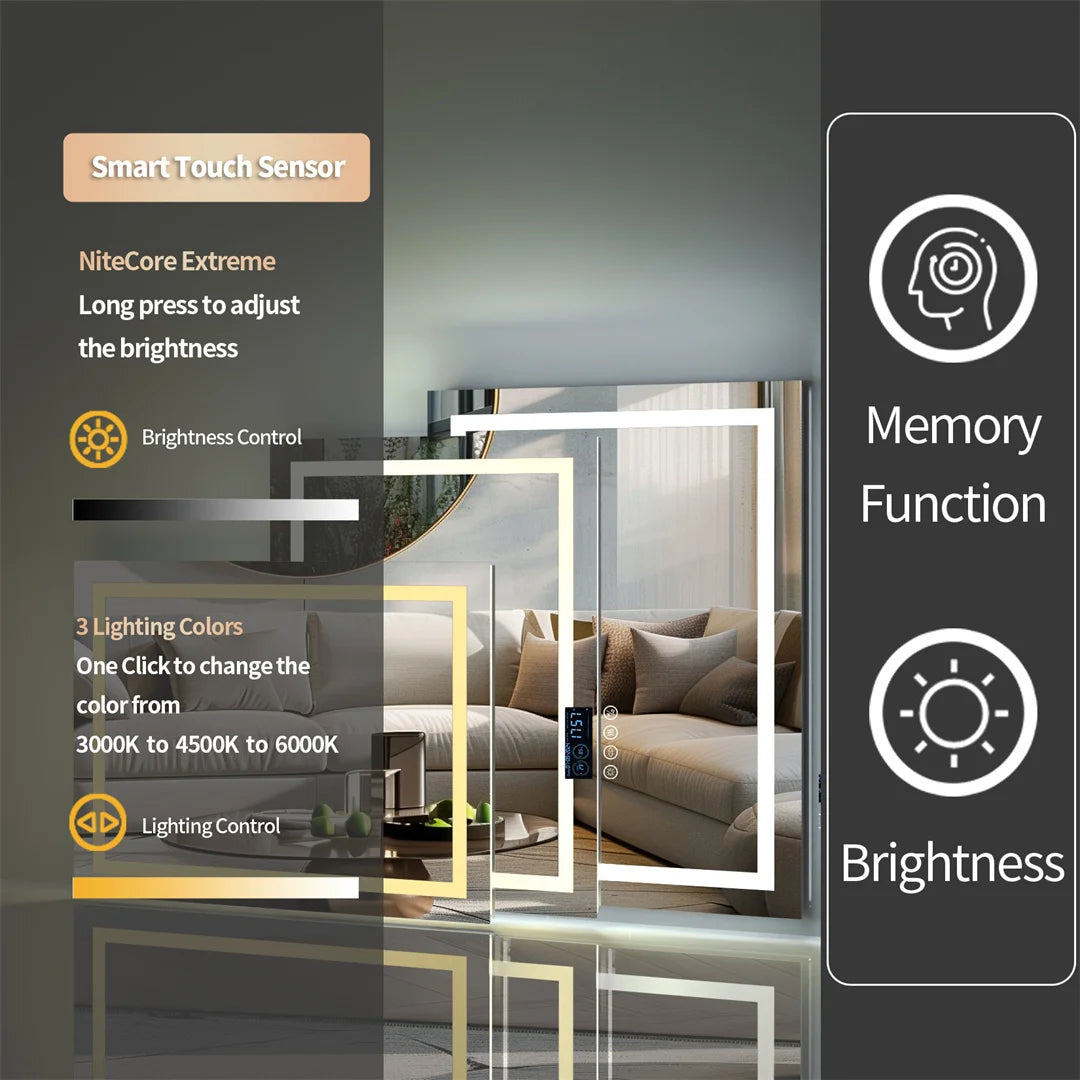 Antibeschlagspiegel | Mit Bluetooth-Lautsprecher | Doppelte LED-Beleuchtung