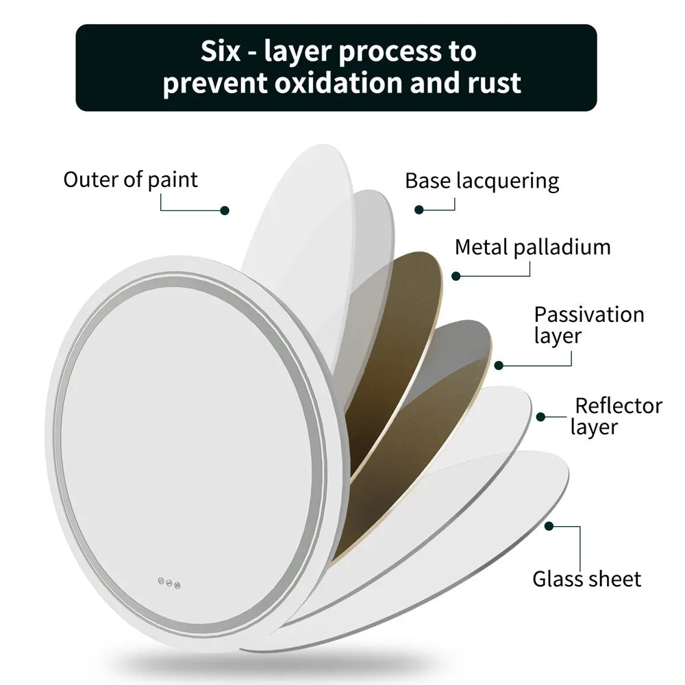 Anti-Beschlag-Runder Smart-Spiegel mit Vorder- und Hintergrundbeleuchtung