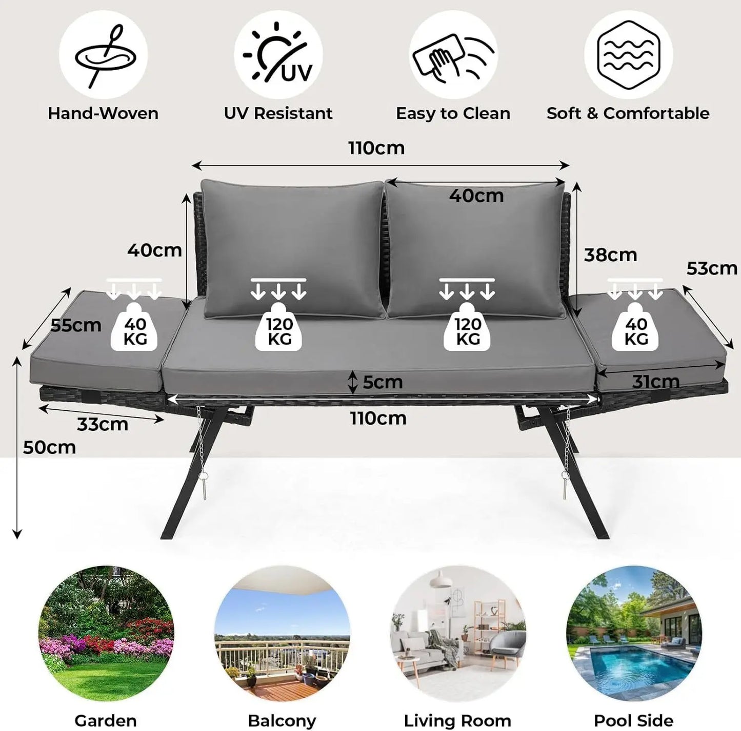 Havebænk i polyrattan